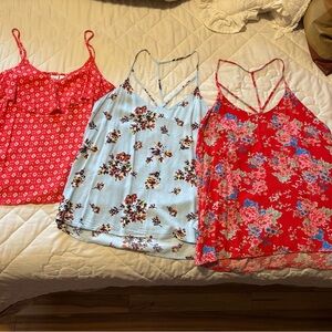 Red and Blue Floral Camisole Tank Tops